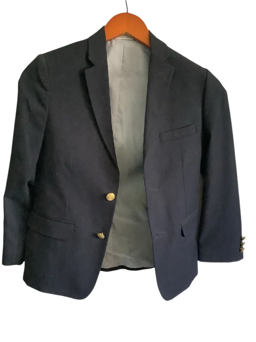 Boys 10 Navy Blazer Striped Collar IZOD